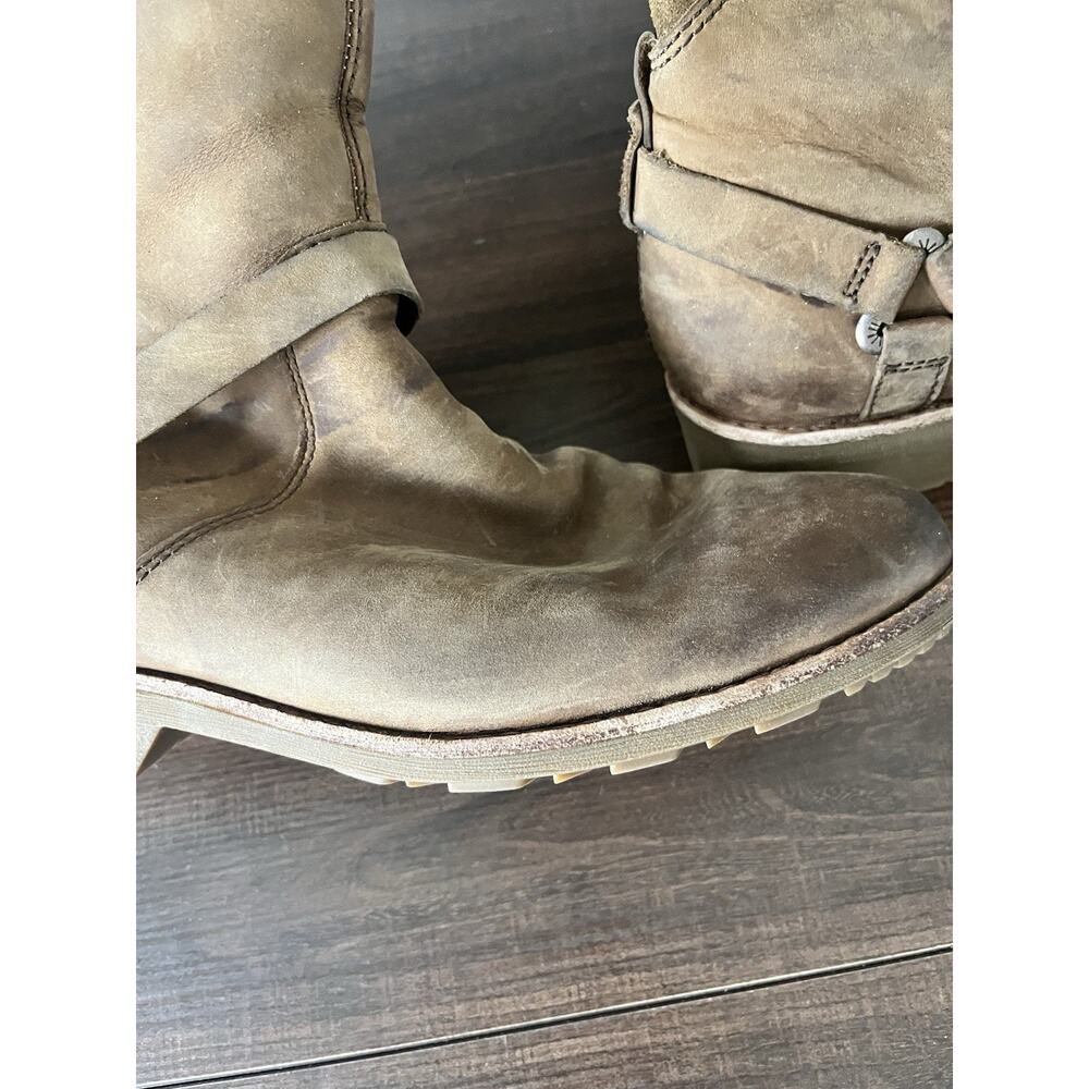 TEVA DE LA VINA WATERPROOF LEATHER TALL BOOTS US 8.5 WOMENS BROWN SIDE ZIP BOOT - Picture 3 of 12